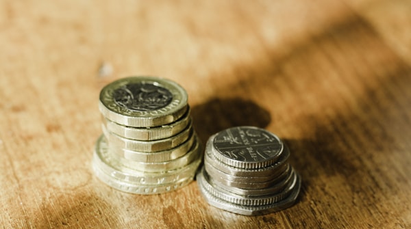 Stack of coins on a table